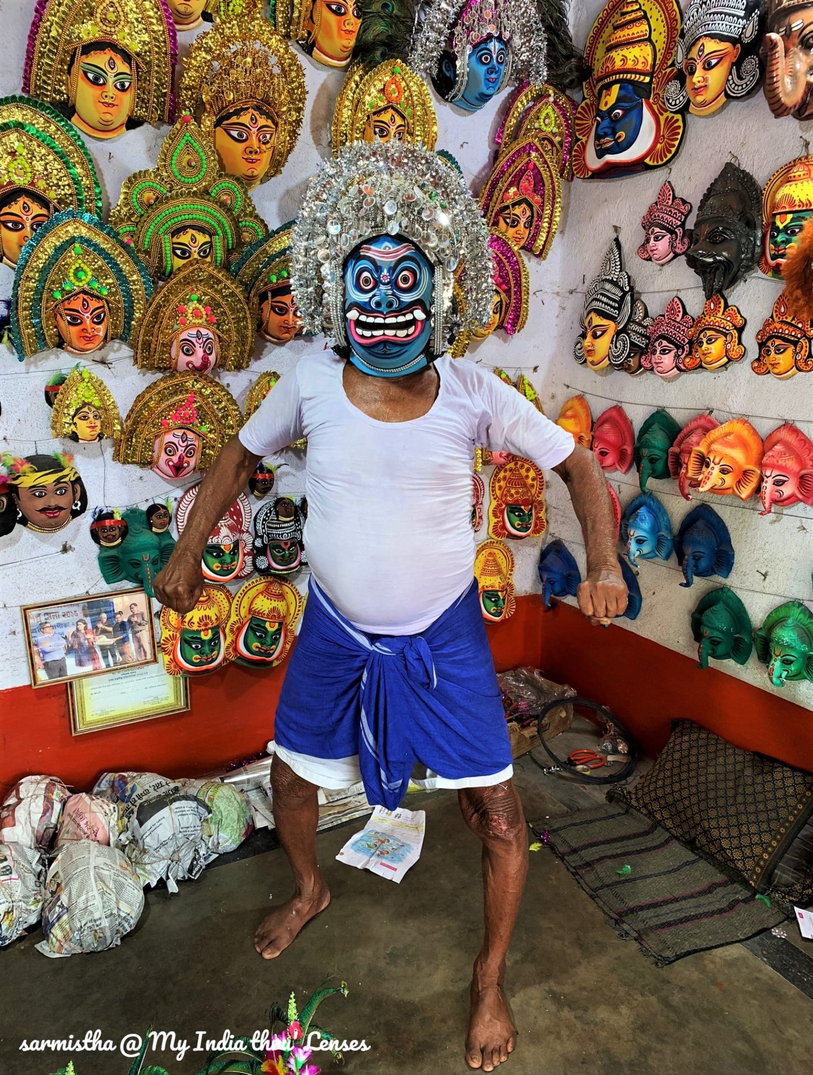 The Artisan posing for us with a demon mask