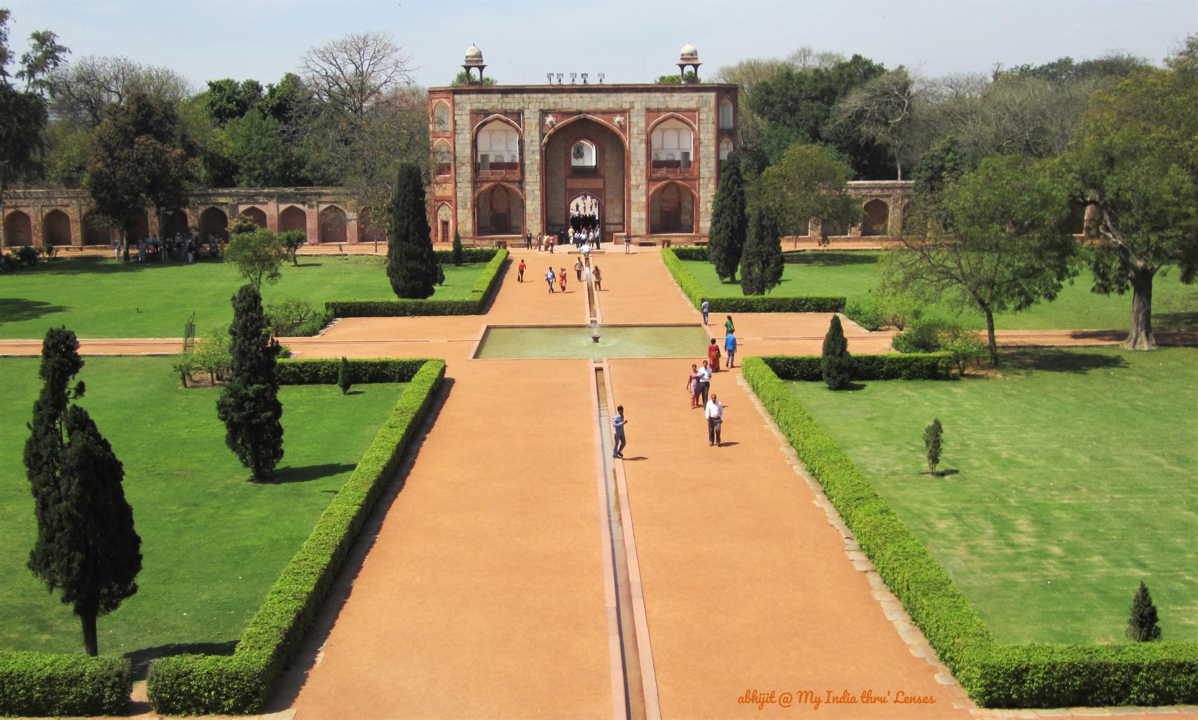 The view of Charbagh & West Gate from the terrace of the Tomb