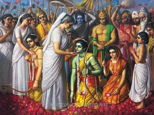Rama after returning to his kingdom Ayodhya with Sita and Lakshman (PC - Pinterest)