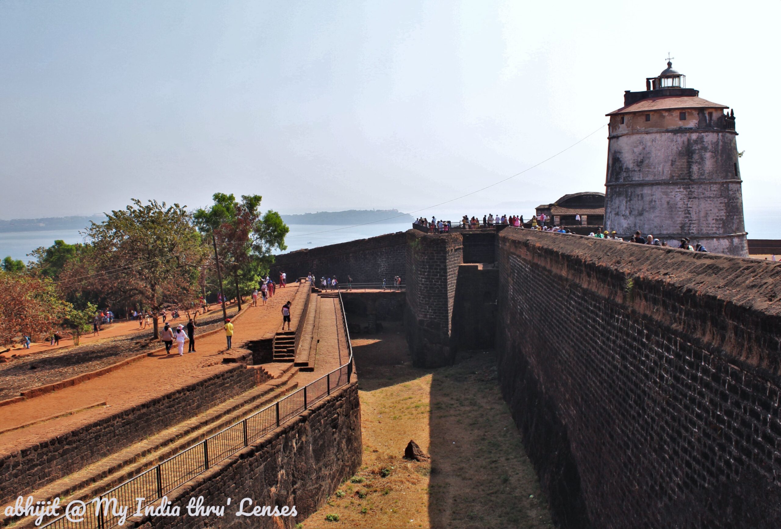 The dry moat at the entrance of the Aguada Fort