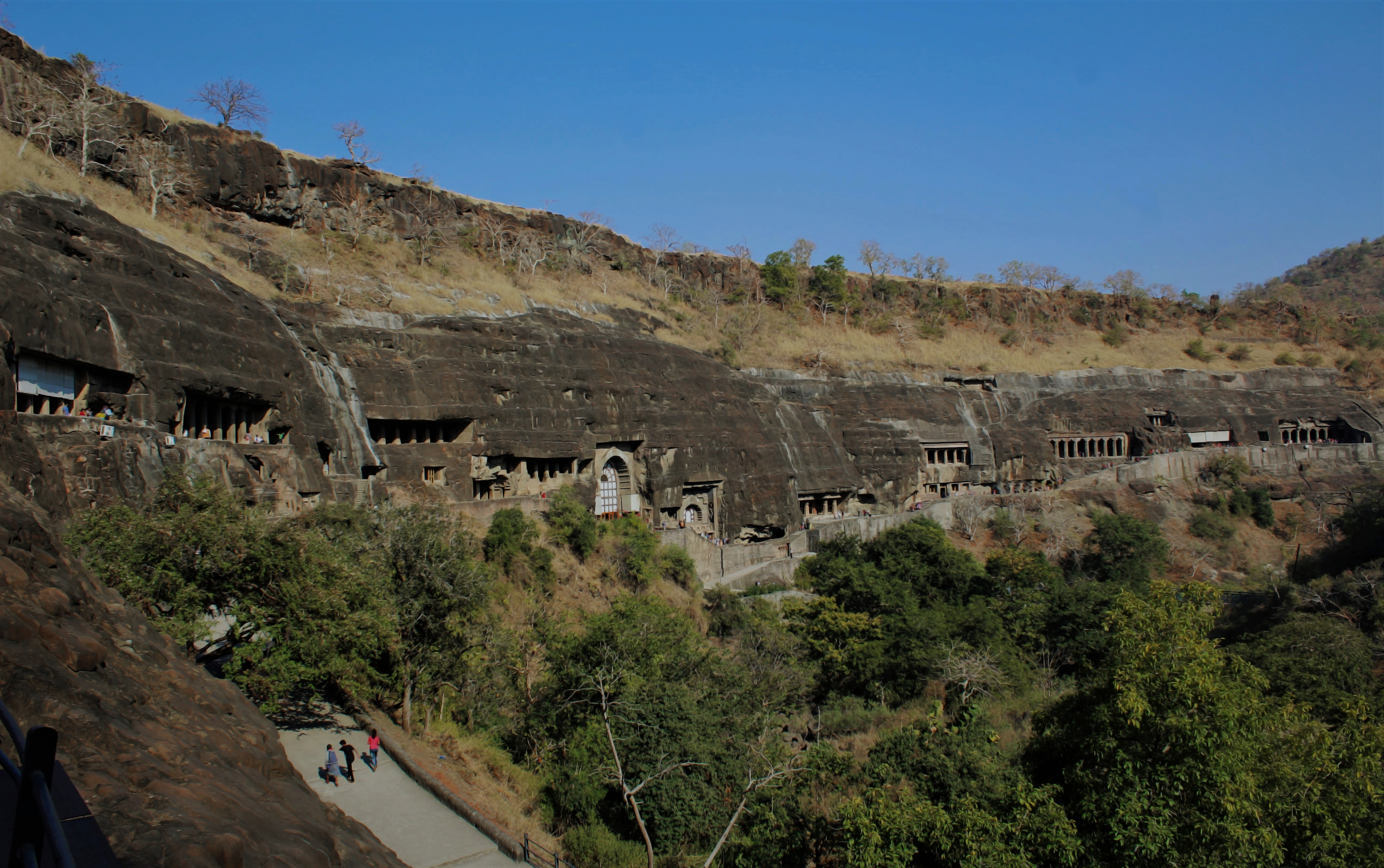 The Ajanta Caves - Arranged serially in a horse-shoe shaped Ridge