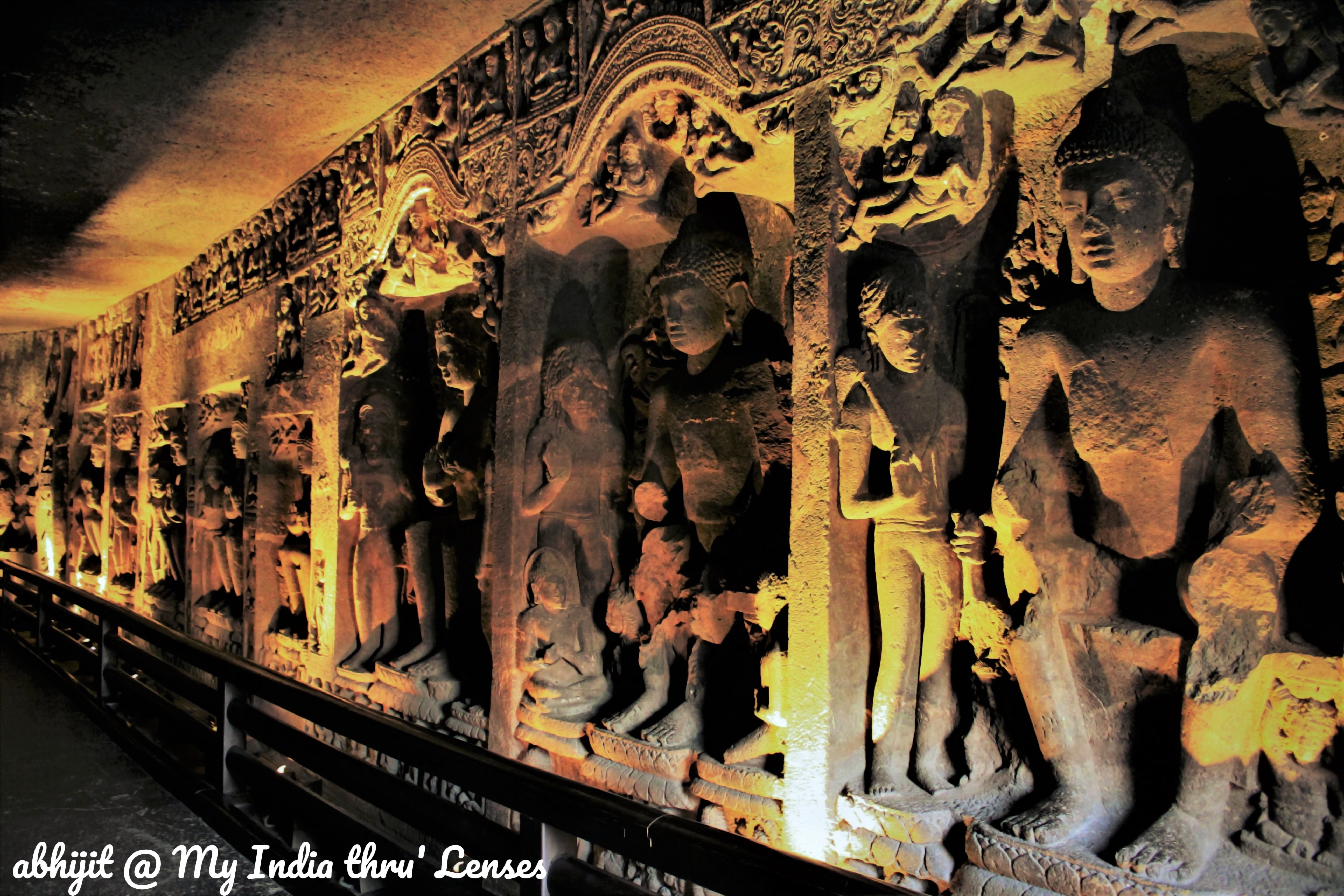 Sculptures of Buddha at Cave 26, Ajanta