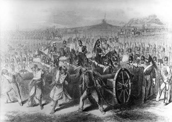 The execution of the rebels by cannons.
