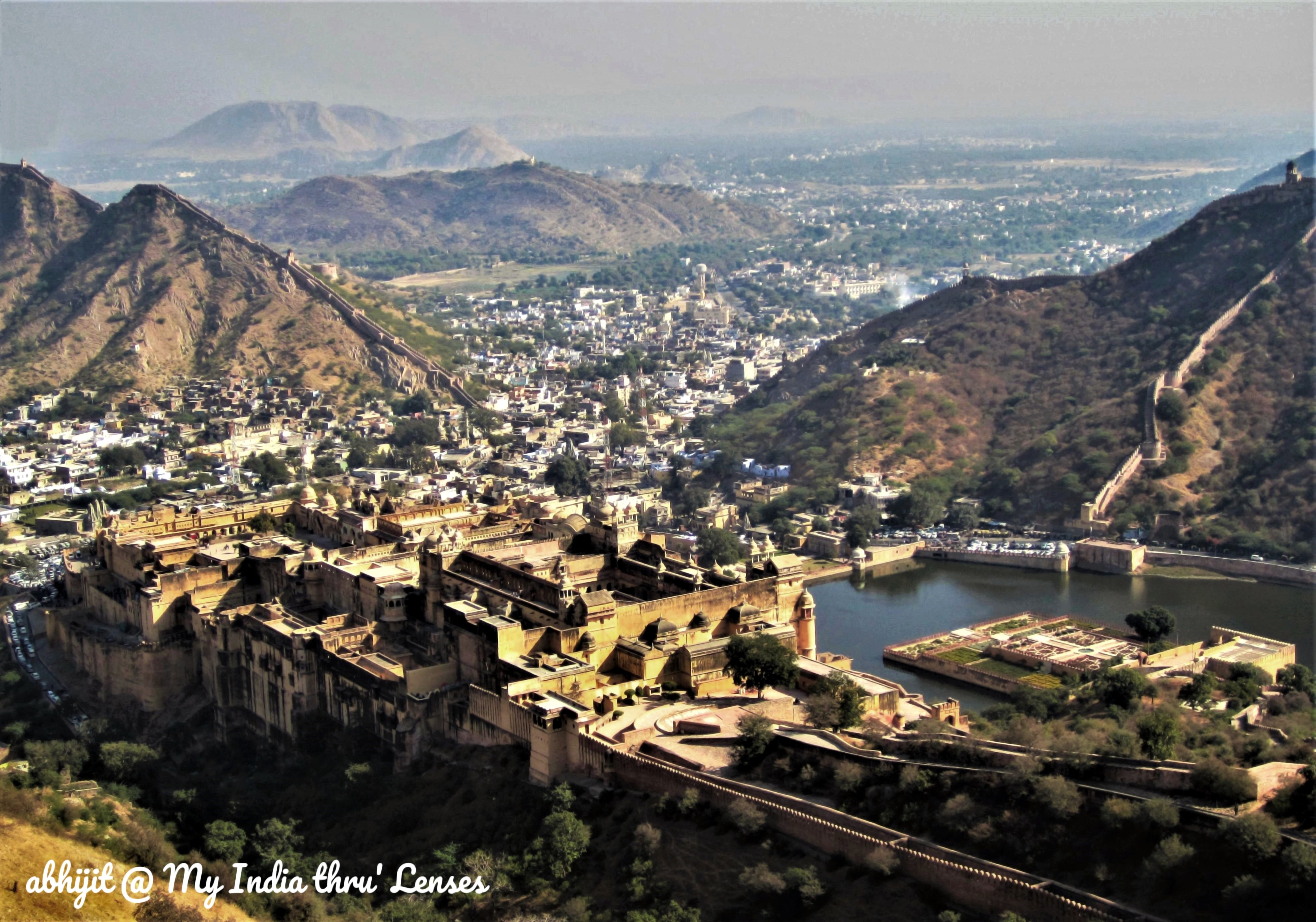 View of Amber Fort & Maota Lake from the top of Jaigarh Fort