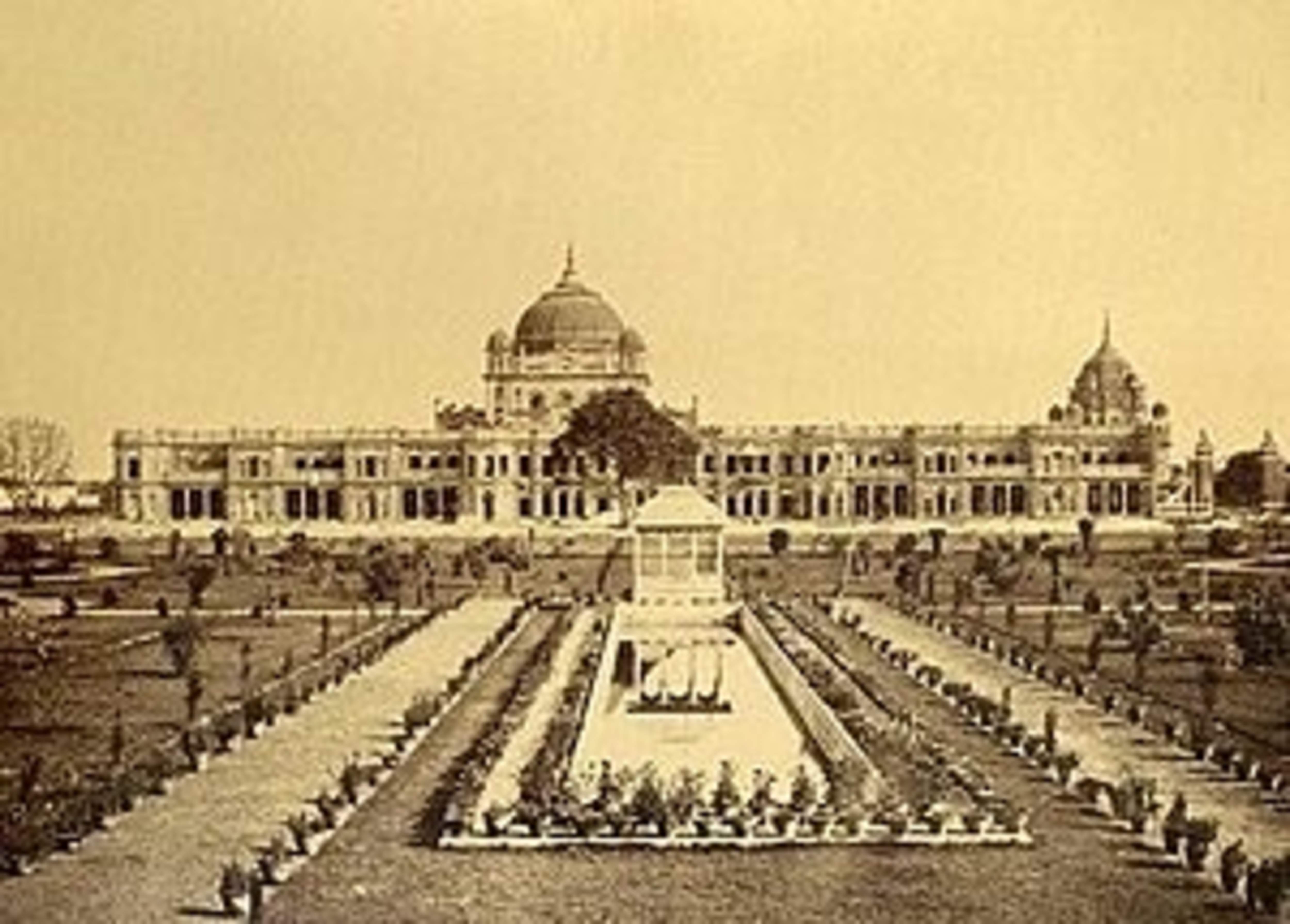 Kaiser Bagh Palace, the palace of Wajid Ali Shah (photograph taken between 1865 and 1882, wikipedia)