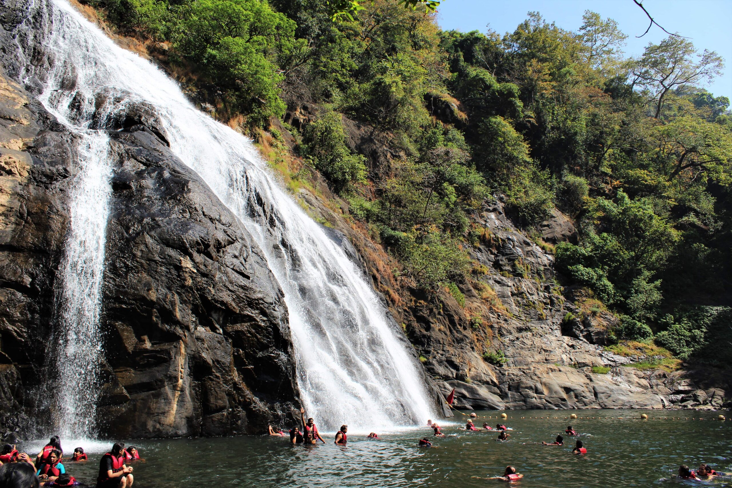 The Falls created a Natural Pool where people are allowed to swim